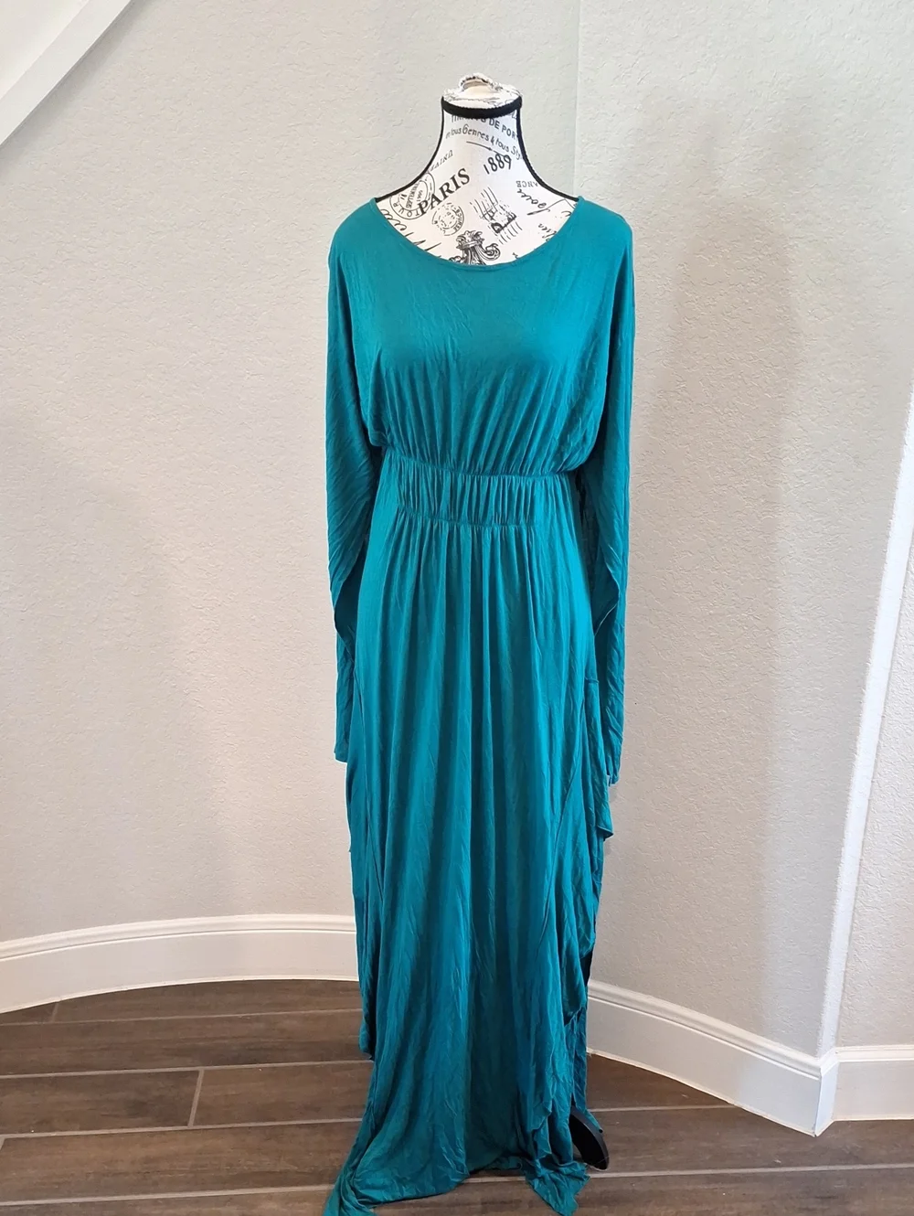 Free People FP Beach Witchy Open Sleeve Coastal Maxi Dress Teal Size Small